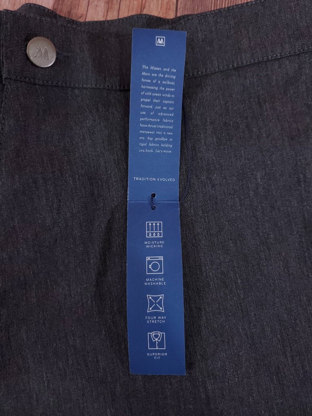 NWT Mizzen Main Performance Trousers Pants Mens 36 Gray Stretch Unhemmed - Picture 12 of 16